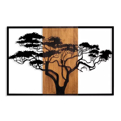 Decorative Wooden Wall Accessory, Walnut & Black, 90x58 cm