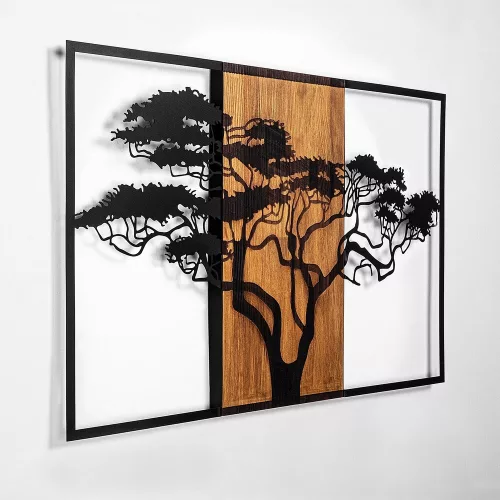 Decorative Wooden Wall Accessory, Walnut & Black, 90x58 cm
