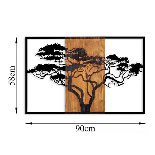 Decorative Wooden Wall Accessory, Walnut & Black, 90x58 cm