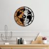 Elegant Wooden Wall Clock, 56 cm, Walnut & Black | Silent Mechanism, 100% Wood, Unique Texture