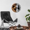Elegant Wooden Wall Clock, 56 cm, Walnut & Black | Silent Mechanism, 100% Wood, Unique Texture