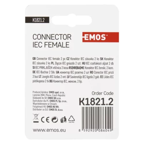 EMOS IEC connector slanted 2pcs/blister