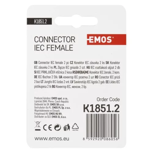 EMOS IEC connector slanted 2pcs/blister