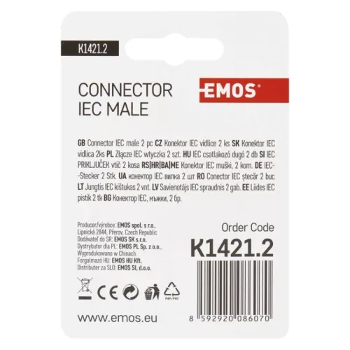 EMOS IEC connector slanted 2pcs/blister