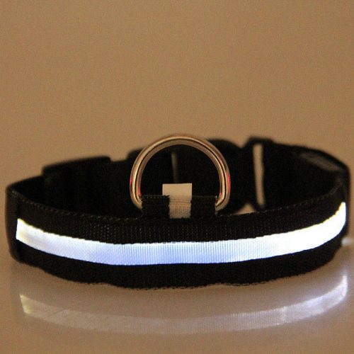 LED dog collar, adjustable, battery-operated, waterproof, 40cm, L, white-black