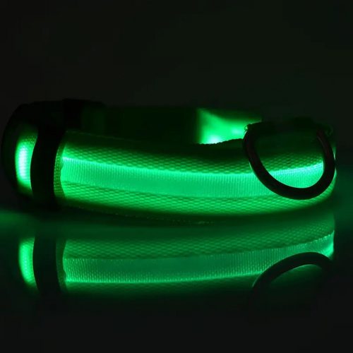 LED dog collar, adjustable, battery-operated, waterproof, 40cm, L, green