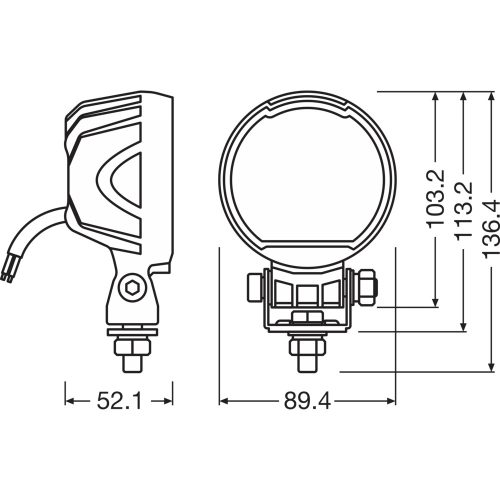 OSRAM Round WL VX100-WD,   Working light application, 12/24 V, 6000 K