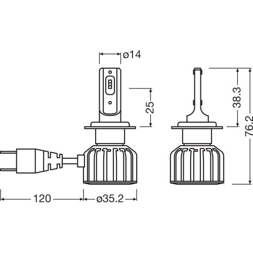 LED lamp, bulb, car bulb, headlight, 2-pack, H7, 18 Watt, cool white, Plug&Play, OSRAM LEDriving TRUCK