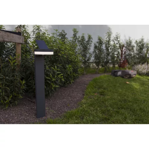 RUNDA SOLAR LED BOLLARD 1 LIGHT PIR DARK GREY