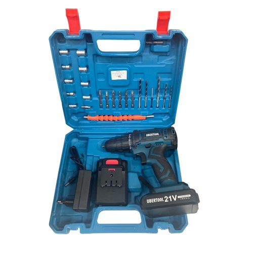 ÜBERTOOL - electric drill set 21 W with two batteries black blue color