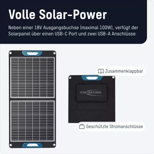 Ansmann portable foldable solar panel 100W