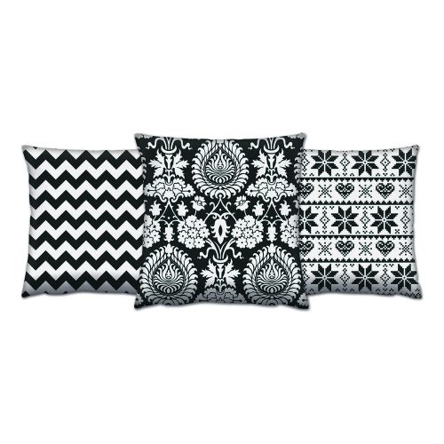 Soft & Stylish Cushion Set (3 Pieces), 43 x 43 cm | 50% Cotton & 50% Polyester, Washable & Ironable, Concealed Zip, Silicone Filling | Perfect for Home Decor