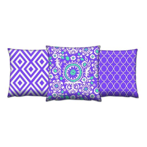 Soft & Stylish Cushion Set (3 Pieces), 43 x 43 cm | 50% Cotton & 50% Polyester, Washable & Ironable, Concealed Zip, Silicone Filling | Perfect for Home Decor