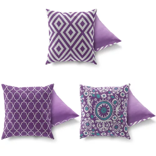 Soft & Stylish Cushion Set (3 Pieces), 43 x 43 cm | 50% Cotton & 50% Polyester, Washable & Ironable, Concealed Zip, Silicone Filling | Perfect for Home Decor