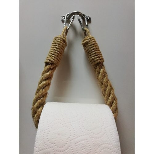 Modern Mustard Toilet Paper Holder, 100% Metal & Rope, Wall-Mounted, 14 x 22 x 3 cm | Rustic & Humorous Design, Perfect for Any Bathroom