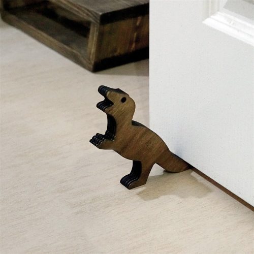 Premium Wooden Doorstop (2 Pieces), Bronze Color, 13 x 2 x 15 cm | 100% Wood with Laser Cutting | Stylish & Durable for Home & Office Use