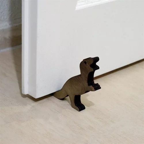 Premium Wooden Doorstop (2 Pieces), Bronze Color, 13 x 2 x 15 cm | 100% Wood with Laser Cutting | Stylish & Durable for Home & Office Use