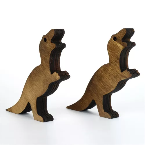 Premium Wooden Doorstop (2 Pieces), Bronze Color, 13 x 2 x 15 cm | 100% Wood with Laser Cutting | Stylish & Durable for Home & Office Use