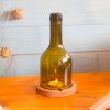 Elegant Wooden Candlestick with Glass Bottle, 7.5 x 7.5 x 18.5 cm | 100% Natural Wood, Dishwasher-Safe Glass | Perfect for Home Decor & Ambiance