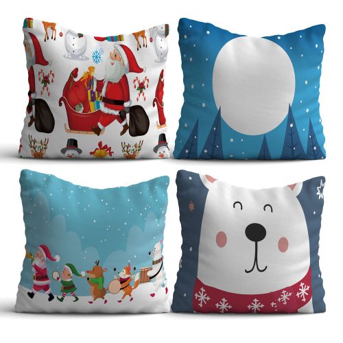 Premium Cushion Set (4 Pieces), 43 x 43 cm, 50% Cotton/50% Polyester | Digital Print, Machine Washable at 30°C | Stylish Comfort for Home Decor