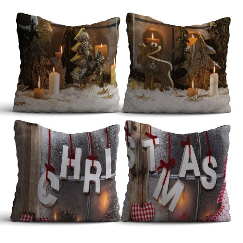 Premium Cushion Set (4 Pieces), 43 x 43 cm, 50% Cotton/50% Polyester | Digital Print, Machine Washable at 30°C | Stylish Comfort for Home Decor