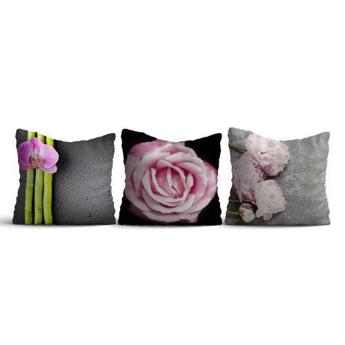Soft & Stylish Cushion Set (3 Pieces), 43 x 43 cm | 50% Cotton/50% Polyester, Silicone Filling | Machine Washable at 30°C, Ironable, Digital Print