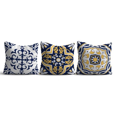 Soft & Stylish Cushion Set (3 Pieces), 43 x 43 cm | 50% Cotton/50% Polyester, Silicone Filling | Machine Washable at 30°C, Ironable, Digital Print