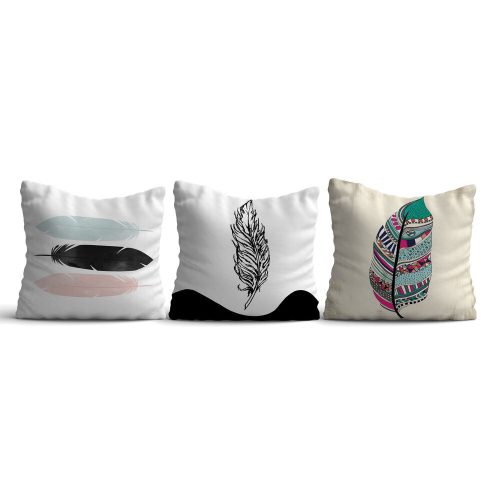 Soft & Stylish Cushion Set (3 Pieces), 43 x 43 cm | 50% Cotton/50% Polyester, Silicone Filling | Machine Washable at 30°C, Ironable, Digital Print