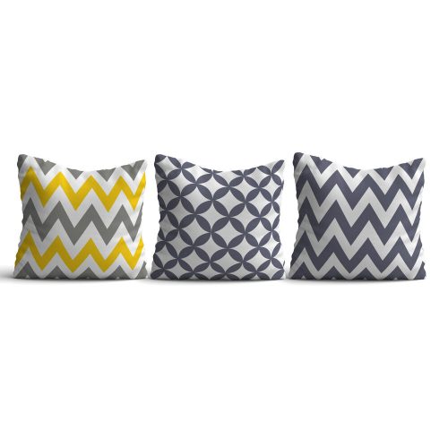 Soft & Stylish Cushion Set (3 Pieces), 43 x 43 cm | 50% Cotton/50% Polyester, Silicone Filling | Machine Washable at 30°C, Ironable, Digital Print
