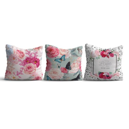 Soft & Stylish Cushion Set (3 Pieces), 43 x 43 cm | 50% Cotton/50% Polyester, Silicone Filling | Machine Washable at 30°C, Ironable, Digital Print
