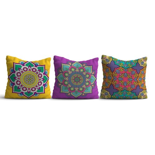 Stylish Cushion Cover Set (3 Pieces), 43 x 43 cm | 50% Cotton & 50% Polyester, Machine Washable at 30°C, Ironable, Digital Print | Perfect for Home Decor