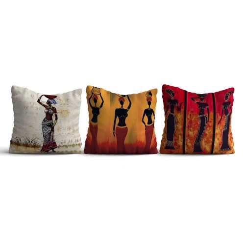 Stylish Cushion Cover Set (3 Pieces), 43 x 43 cm | 50% Cotton & 50% Polyester, Machine Washable at 30°C, Ironable, Digital Print | Perfect for Home Decor