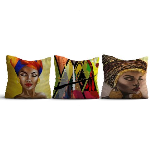 Stylish Cushion Cover Set (3 Pieces), 43 x 43 cm | 50% Cotton & 50% Polyester, Machine Washable at 30°C, Ironable, Digital Print | Perfect for Home Decor