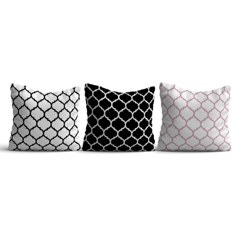 Stylish Cushion Cover Set (3 Pieces), 43 x 43 cm | 50% Cotton & 50% Polyester, Machine Washable at 30°C, Ironable, Digital Print | Perfect for Home Decor