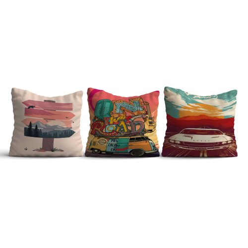 Stylish Cushion Cover Set (3 Pieces), 43 x 43 cm | 50% Cotton & 50% Polyester, Machine Washable at 30°C, Ironable, Digital Print | Perfect for Home Decor