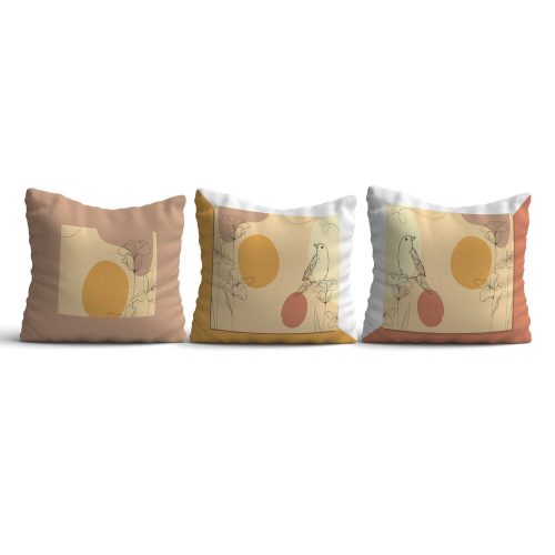 Stylish Cushion Cover Set (3 Pieces), 43 x 43 cm | 50% Cotton & 50% Polyester, Machine Washable at 30°C, Ironable, Digital Print | Perfect for Home Decor