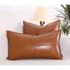 Stylish Camel Faux Leather Cushion, 58 x 33 cm | 100% Fiber Filling, Laminated & Felted Backside | Perfect for Home Decor & Comfort