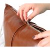 Stylish Camel Faux Leather Cushion, 58 x 33 cm | 100% Fiber Filling, Laminated & Felted Backside | Perfect for Home Decor & Comfort