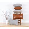 Stylish Camel Faux Leather Cushion, 58 x 33 cm | 100% Fiber Filling, Laminated & Felted Backside | Perfect for Home Decor & Comfort