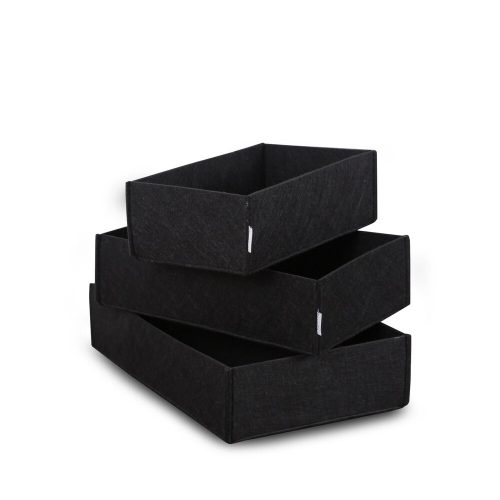 Premium Felt Desk Organizer Set (3 Pieces) - Black, 32x21x7.5cm, 29x17.5x7.5cm, 25.5x14x7.5cm | 100% Felt | Stylish & Functional for Home Office