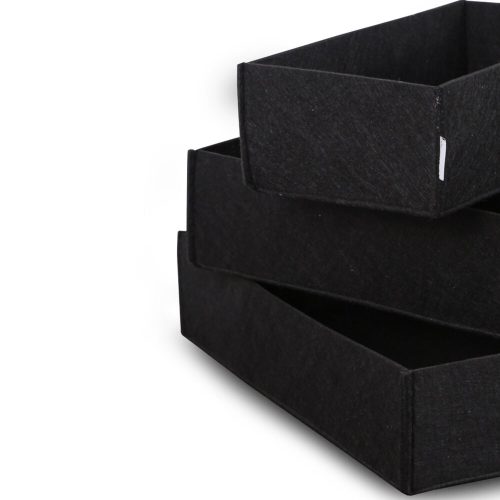 Premium Felt Desk Organizer Set (3 Pieces) - Black, 32x21x7.5cm, 29x17.5x7.5cm, 25.5x14x7.5cm | 100% Felt | Stylish & Functional for Home Office