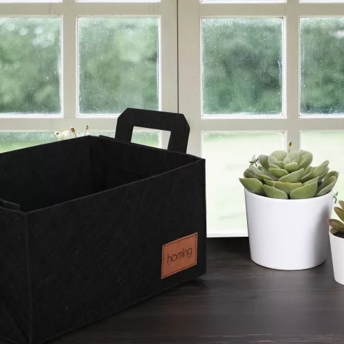 Stylish Black Felt Basket, 30 x 20 x 15 cm | 100% Durable Felt Material | Perfect for Organizing Home, Office & Storage Solutions