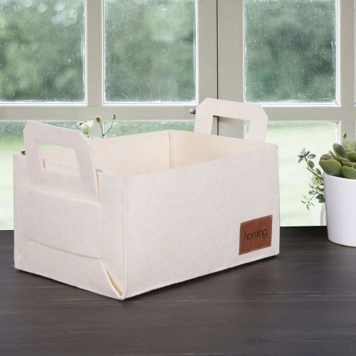 Stylish Cream Felt Basket, 30 x 20 x 15 cm | 100% Soft Felt Material | Perfect for Organizing Home, Office & Nursery | Chic & Functional Storage Solution