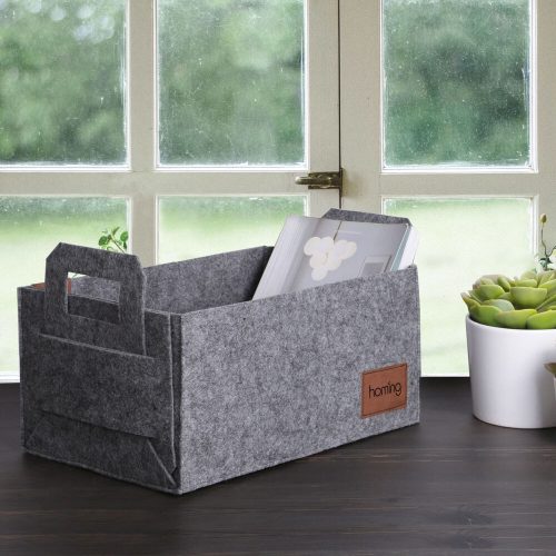 Stylish Grey Felt Basket, 30 x 20 x 15 cm | 100% Durable Felt | Perfect for Organizing Home, Office & Storage Solutions | Chic & Functional Design