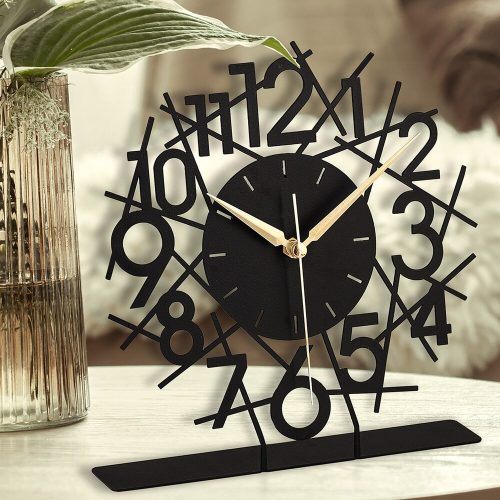 Elegant Black Decorative Clock, 25 cm Diameter, 100% Metal, 1.5 mm Thickness | Silent Mechanism, Battery Operated (1 AA, not included) | Stylish Home Accent