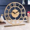 Elegant Gold Decorative Clock, 25 x 23 cm, 100% Metal, 1.5 mm Thickness | Silent Mechanism, Requires 1 AA Battery (Not Included) | Perfect for Home Decor