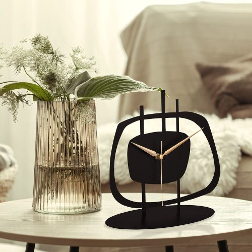 Elegant Black Decorative Clock, 21 x 23 cm, 100% Metal, 1.5 mm Thickness | Silent Mechanism, Requires 1 AA Battery (Not Included) | Perfect for Home & Office
