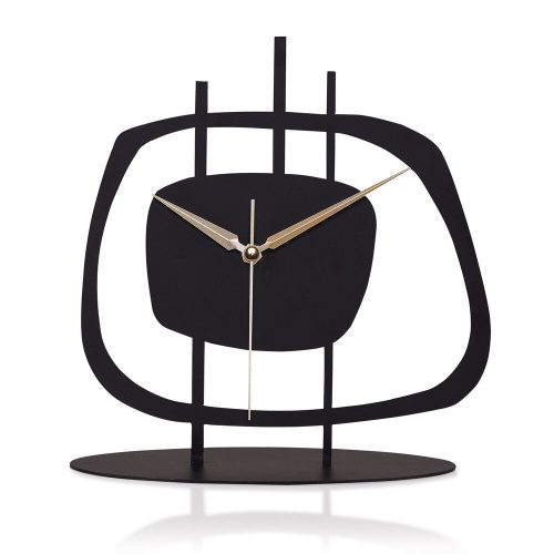 Elegant Black Decorative Clock, 21 x 23 cm, 100% Metal, 1.5 mm Thickness | Silent Mechanism, Requires 1 AA Battery (Not Included) | Perfect for Home & Office