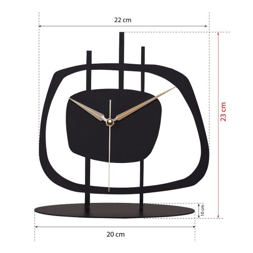 Elegant Black Decorative Clock, 21 x 23 cm, 100% Metal, 1.5 mm Thickness | Silent Mechanism, Requires 1 AA Battery (Not Included) | Perfect for Home & Office