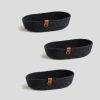 Handmade Cotton Bread Basket Set (3 Pieces), Black Jute Rope, 12 x 22 x 5 cm | Stylish & Functional Storage for Kitchen & Dining | Perfect for Bread & More